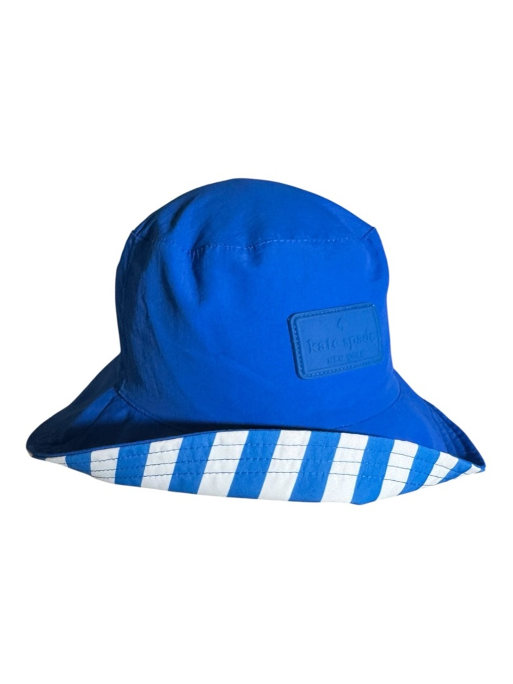 NWT Kate Spade Reversible Bucket Hat - Cobalt Blue & White Stripe - Picture 2 of 7